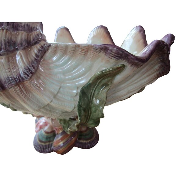 Vintage Fitz & Floyd Oceana Shell Centerpiece Bowl Y2K Retired GUC Small Chips - Picture 14 of 16